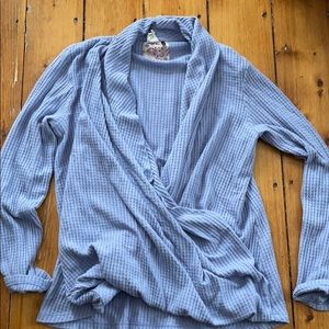 Anthropology open front blue blouse